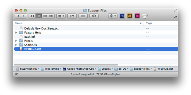 Photoshop Englisch Support Files